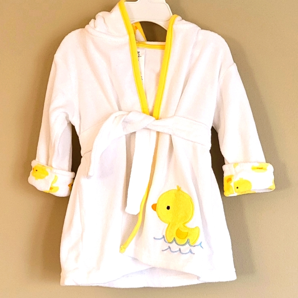 Carter's white terry robe with duck detail